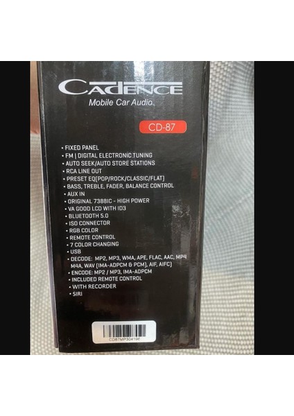 Cadence Cd-87 Oto Teyp Çift Usbli Bluetooth Aux
