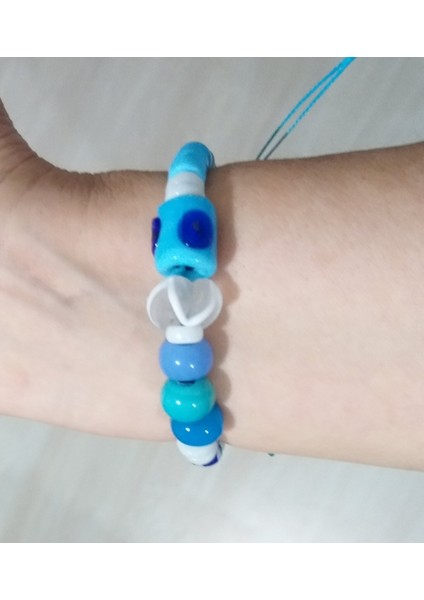 Bodrum Cam Nazar Boncuklu Beyaz Kedigözü Cam Boncuklu Bileklik modelleri