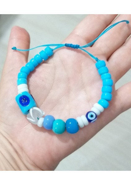 Bodrum Cam Nazar Boncuklu Beyaz Kedigözü Cam Boncuklu Bileklik fırsatları