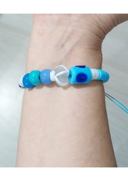 Bodrum Cam Nazar Boncuklu Beyaz Kedigözü Cam Boncuklu Bileklik indirimleri