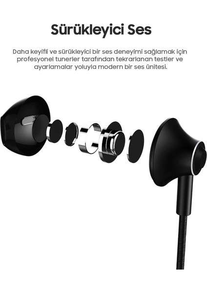 Galaxy S8 - S8 Plus - S9 - S9 Plus - S10 - S10 Plus Uyumlu Metal Başlık Kablolu Kulaklık