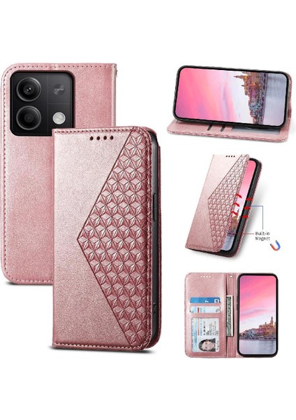Xiaomi Redmi Not 13 Için Flip Case 4g Cüzdan Eşkenar Dörtgen Şekli Standı El Kullanımı (Yurt Dışından)