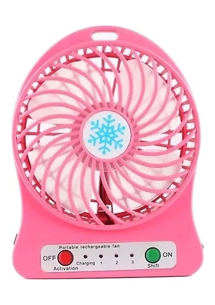 USB Şarjlı Masaüstü Fan 3 Kademeli Mini Şarjlı Fan Mobil Soğutucu Pembe modelleri