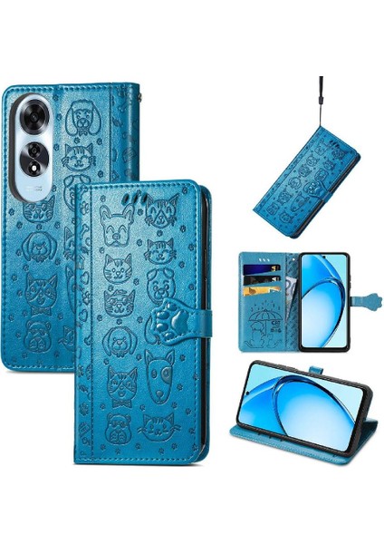 Oppo A60 4g Flip Kapak Için Flip Case Kısa Kayış Deri Kılıf Karikatür (Yurt Dışından)