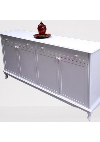 Konsol Klasik Model Tv Sehpa 90386 Ahşap Mdf Parlak Beyaz Boya El Yapım fiyatları