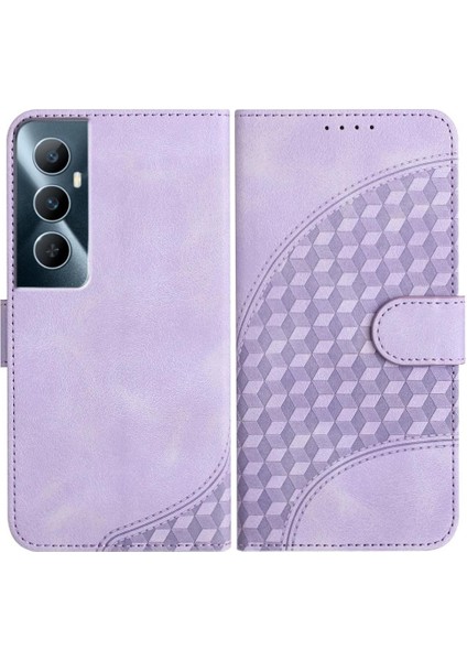Realme C65 Flip Iş Geometrik Desen Pu Deri Flip Case (Yurt Dışından)