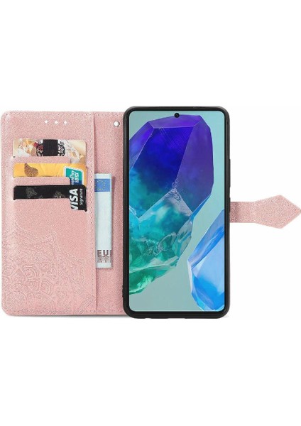 SZY Market Samsung Galaxy M55 Flip Kapak Için Flip Case Darbeye Deri Kılıf (Yurt Dışından)