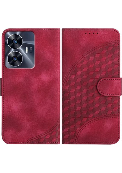 Realme C55 Manyetik Kart Tutucu Için Flip Case Pu Deri Kapak Çevirin (Yurt Dışından)