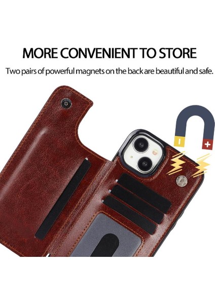 Kart Tutucu Çift Manyetik ile IPhone 15 Için Cüzdan Kılıf Pu Deri (Yurt Dışından) fiyatları