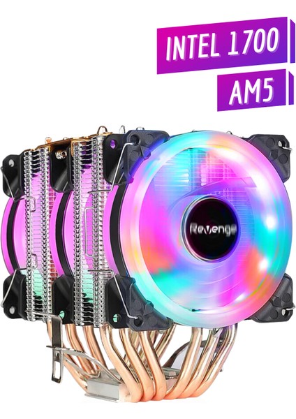 Cold Frost 603 Kule Tipi 3 Fanlı Rainbow Gaming Işlemci Fanı 6 Bakır Kanallı Cpu Fan Soğutma Sistemi