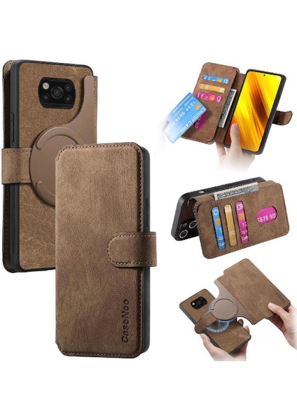 Xiaomi Poco X3 Nfc Retro Mıknatıs Koruyucu Malzeme Cüzdan Için Flip Case (Yurt Dışından)