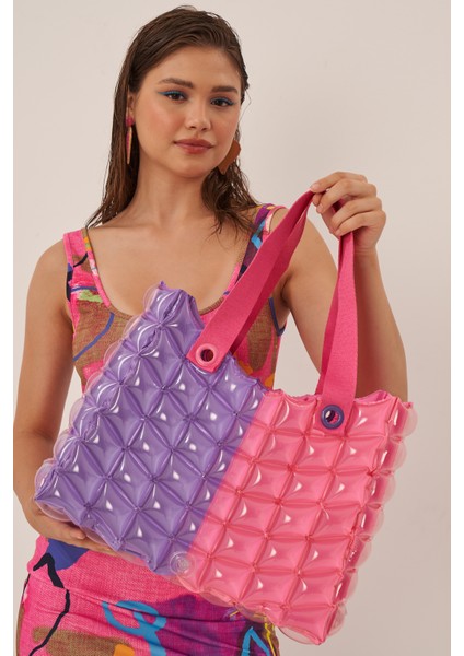 Tote Bag M Plaj Çantası Double Chic 1162 CP+PK