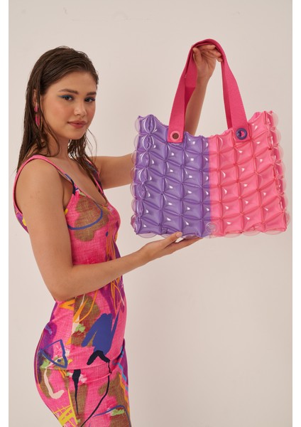 Tote Bag M Plaj Çantası Double Chic 1162 CP+PK