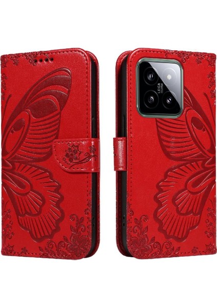 Kredi Kartı Yuvası ile Xiaomi 14 Için Flip Case Yüksek Kalite Deri El (Yurt Dışından)