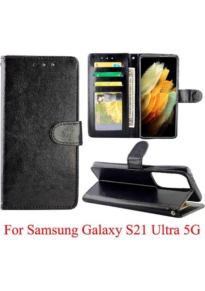 Samsung Galaxy S21 Ultra 5g Kart Tutucu Kickstand Manyetik Için Flip Case (Yurt Dışından)