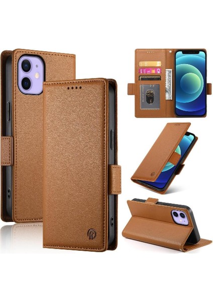 IPhone 12 Mini Flip Iş Günlük Kullanım Cüzdan Kart Yuvaları Için Flip Case (Yurt Dışından)