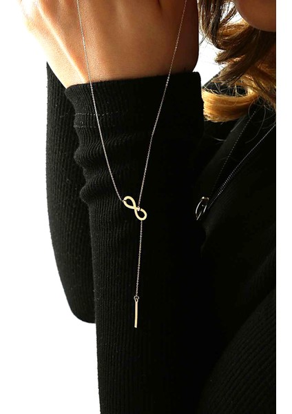 14 Ayar Altın Kolye Sallantılı Sonsuzluk Altın Kolye 45 cm Uzunluk