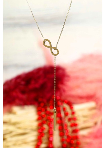 14 Ayar Altın Kolye Sallantılı Sonsuzluk Altın Kolye 45 cm Uzunluk modelleri