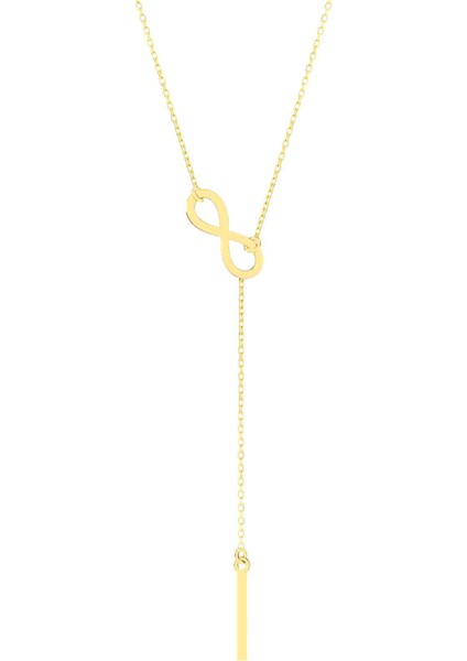 14 Ayar Altın Kolye Sallantılı Sonsuzluk Altın Kolye 45 cm Uzunluk fırsatları