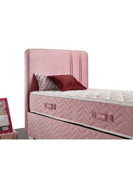 Pink Set (Baza+Yatak+Başlık) Tek Kişilik 120X200 cm