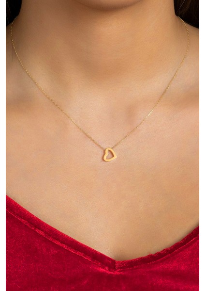 14 Ayar Altın Kolye Kalp Tasarım Altın Kolye 45 cm Uzunluk