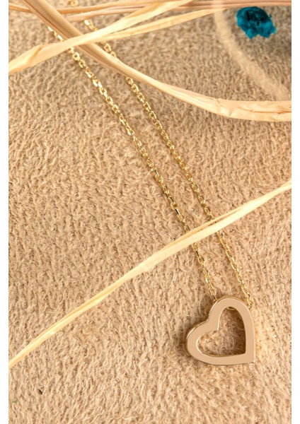 14 Ayar Altın Kolye Kalp Tasarım Altın Kolye 45 cm Uzunluk modelleri