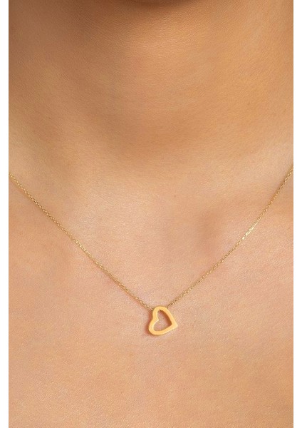 14 Ayar Altın Kolye Kalp Tasarım Altın Kolye 45 cm Uzunluk fırsatları