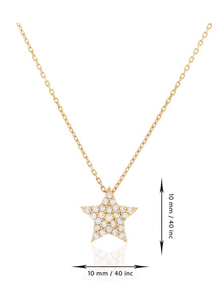 14 Ayar Altın Kolye Taşlı Yıldız Altın Kolye 45 cm Uzunluk fiyatları