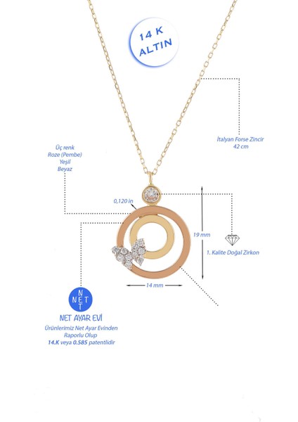 14 Ayar Altın Kolye Kelebek Desenli Altın Kolye 45 cm Uzunluk fiyatları