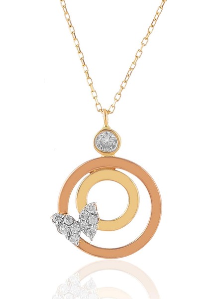 14 Ayar Altın Kolye Kelebek Desenli Altın Kolye 45 cm Uzunluk fırsatları