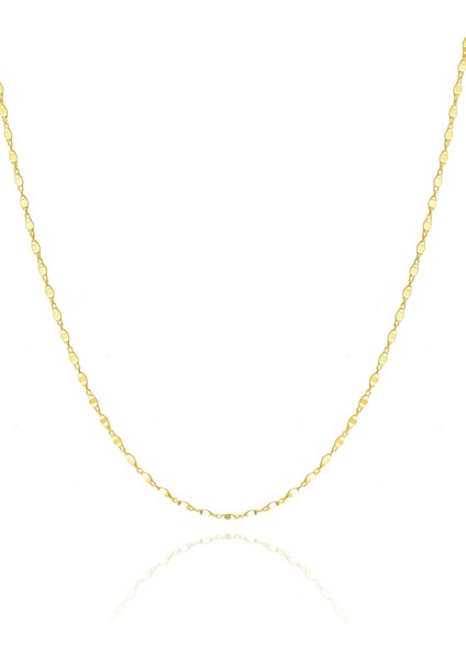 14 Ayar Altın Zincir Dövme Desenli Altın Zincir Kolye 45 cm Uzunluk 1,60 mm Kalınlık fırsatları