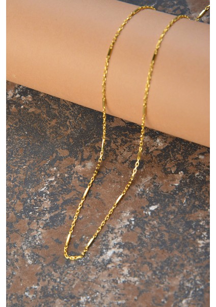 14 Ayar Altın Zincir Kolye Barlı Zincir Kolye 45 cm Uzunluk 1,40 mm Kalınlık modelleri