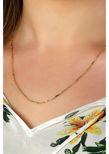 14 Ayar Altın Zincir Kolye Barlı Zincir Kolye 45 cm Uzunluk 1,40 mm Kalınlık indirimleri