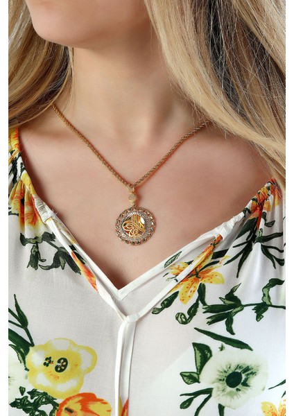 14 Ayar Altın Kolye Halat Zincirli Osmanlı Tuğralı Altın Kolye 45 cm Uzunluk