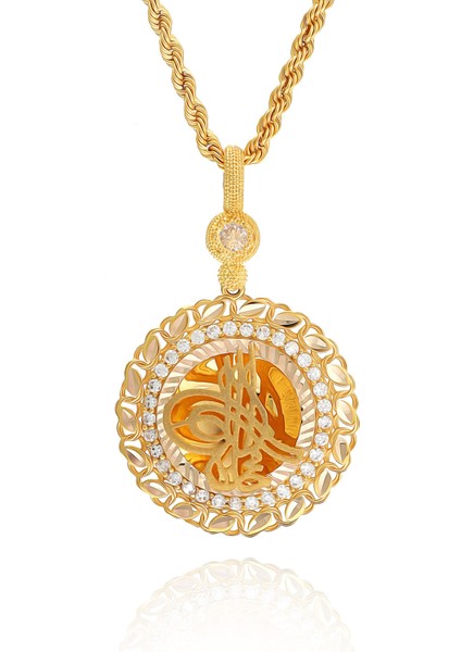 14 Ayar Altın Kolye Halat Zincirli Osmanlı Tuğralı Altın Kolye 45 cm Uzunluk fiyatları