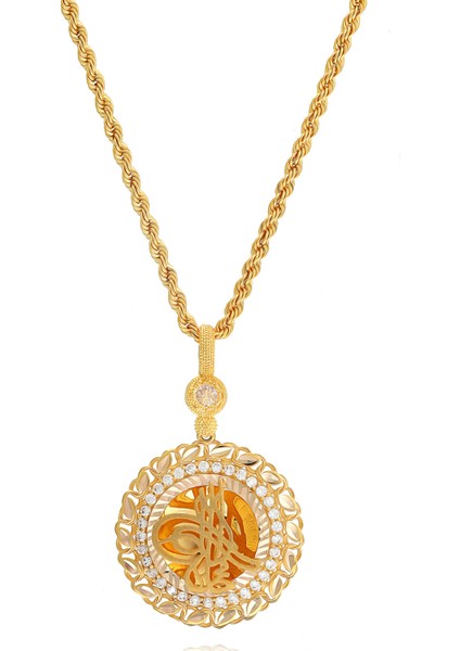 14 Ayar Altın Kolye Halat Zincirli Osmanlı Tuğralı Altın Kolye 45 cm Uzunluk fırsatları