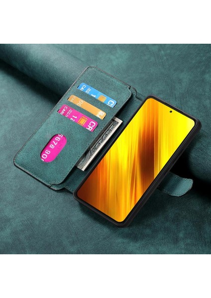 Xiaomi Poco X3 Nfc Retro Mıknatıs Koruyucu Malzeme Cüzdan Için Flip Case (Yurt Dışından)