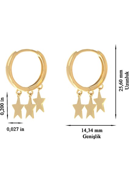14 Ayar Altın Küpe Yıldız Sallantılı Halka Küpe 1,5 cm Çapında modelleri