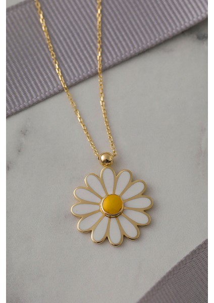 14 Ayar Altın Kolye Papatya Mineli Altın Kolye 45 cm Uzunluk modelleri