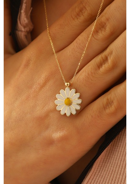 14 Ayar Altın Kolye Papatya Mineli Altın Kolye 45 cm Uzunluk indirimleri