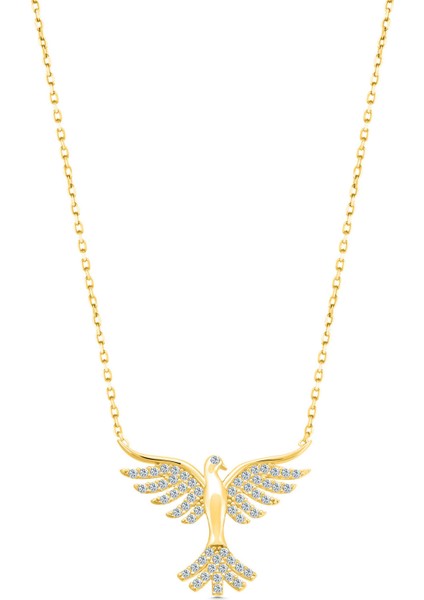 14 Ayar Altın Kolye Zümrütü Anka Kuşu Altın Kolye 45 cm Uzunluk fırsatları