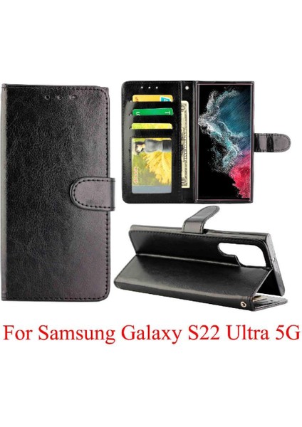 Samsung Galaxy S22 Ultra 5g Manyetik Kapatma Pu Deri Kart Için Flip Case (Yurt Dışından)