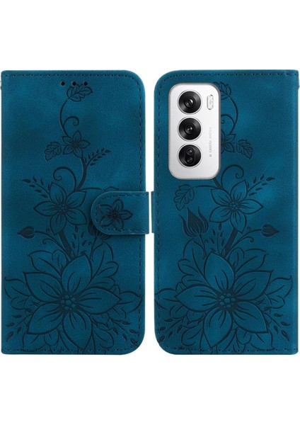 Oppo Oppo 12 5g Kabartmalı Zambak Manyetik Kart Tutucu Kickstand Için Flip Case (Yurt Dışından)