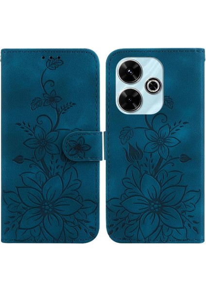 Xiaomi Redmi Için Flip Case 13 4g Kabartmalı Zambak Kart Tutucu Cüzdan Manyetik (Yurt Dışından)