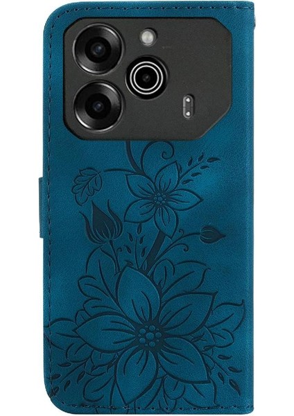 Tecno Pova 6 Pro 5g Kickstand Manyetik Cüzdan Kabartmalı Zambak Için Flip Case (Yurt Dışından)