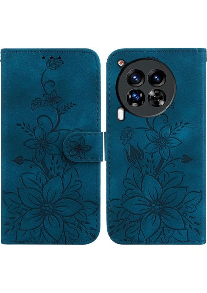 Tecno Camon 30 Premier Kart Tutucu Cüzdan Kabartmalı Zambak Için Flip Case (Yurt Dışından)