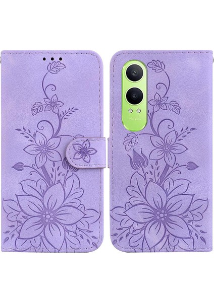 Oneplus Nord Ce4 Lite 5g Kabartmalı Zambak Kickstand Cüzdan Kartı Için Flip Case (Yurt Dışından)
