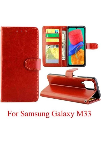 Samsung Galaxy M33 Için Flip Case Pu Deri Kart Tutucu Manyetik Kapatma (Yurt Dışından)