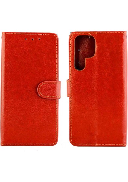 Samsung Galaxy S22 Ultra 5g Manyetik Kapatma Pu Deri Kart Için Flip Case (Yurt Dışından)
