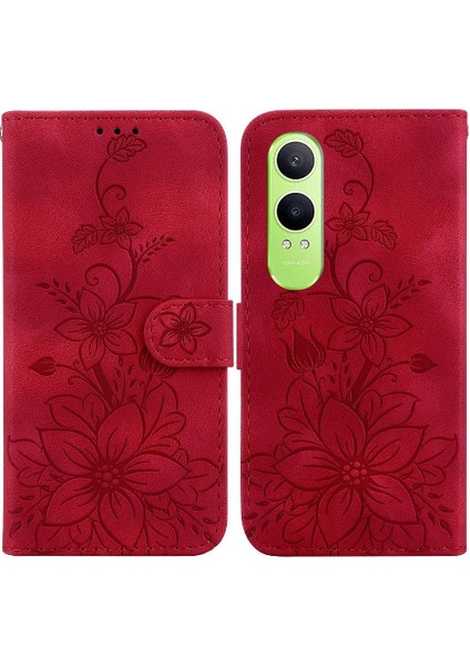 Oneplus Nord Ce4 Lite 5g Kabartmalı Zambak Kickstand Cüzdan Kartı Için Flip Case (Yurt Dışından)